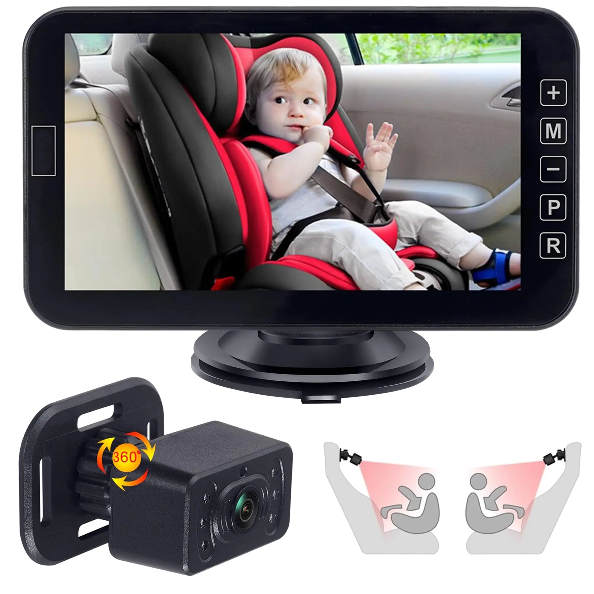 Baby Car Camera for Backseat:Car seat Camera Rear Facing Infant -AHD 1080P Car Baby CameraCar Camera for BabyVision 360° Rotating Baby Camera for car(KB71 7inch)