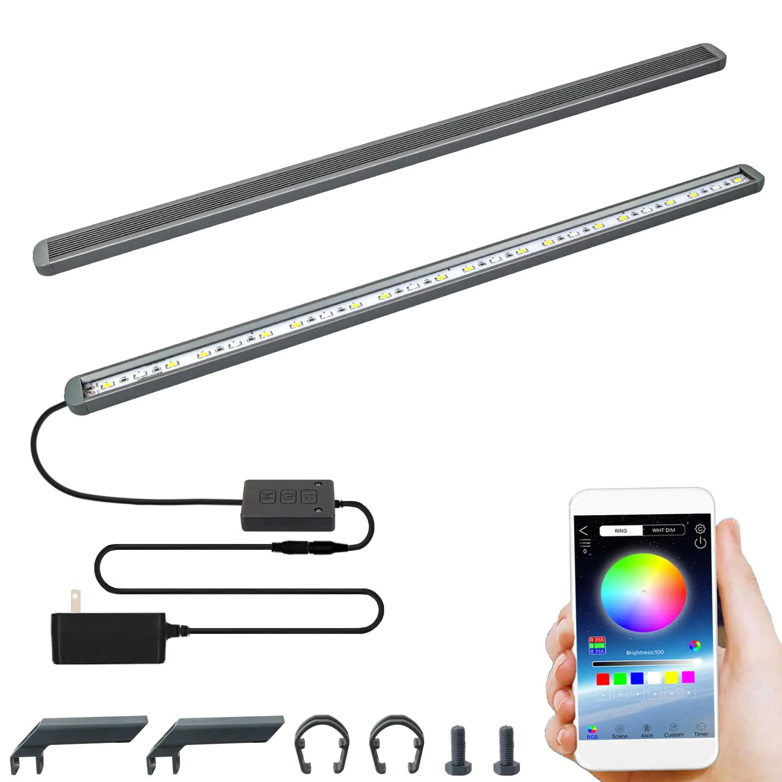 Jenklight Smart Aquarium Light with App Timer Dynamic Lighting Landscape for 47-51 Inch Fish Tank 7/24 Auto Power On/Off RGBW Full Spectrum Aquarium Lighting
